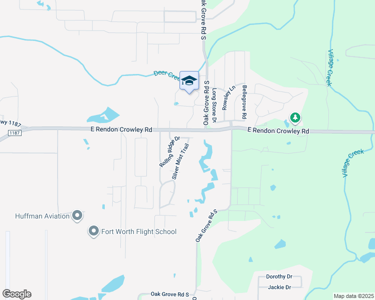 map of restaurants, bars, coffee shops, grocery stores, and more near 12221 Silver Mist Trail in Burleson