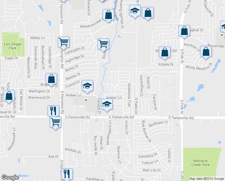 map of restaurants, bars, coffee shops, grocery stores, and more near 705 Mockingbird Lane in DeSoto