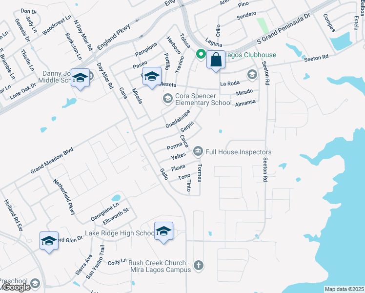 map of restaurants, bars, coffee shops, grocery stores, and more near 3220 Porma in Grand Prairie