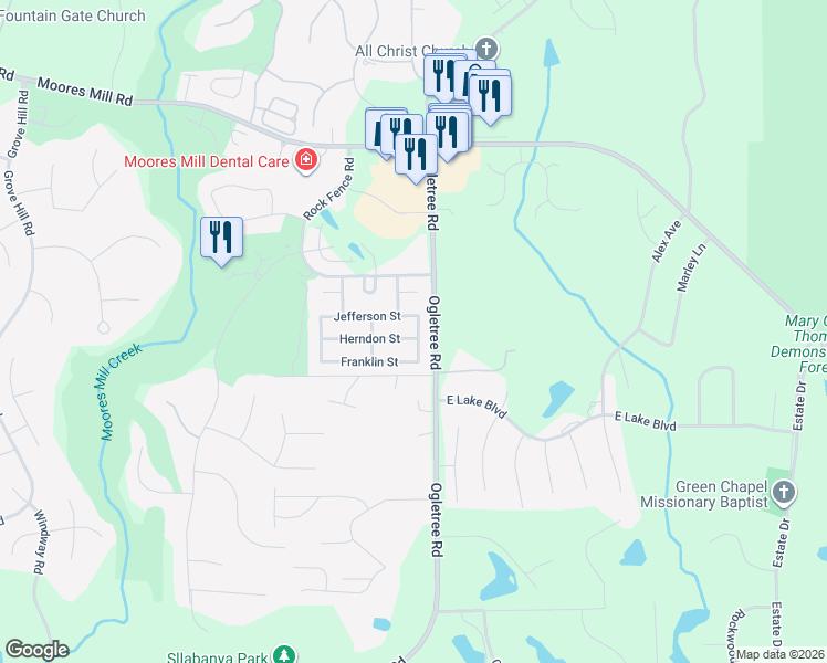 map of restaurants, bars, coffee shops, grocery stores, and more near 2209 Herndon Street in Auburn