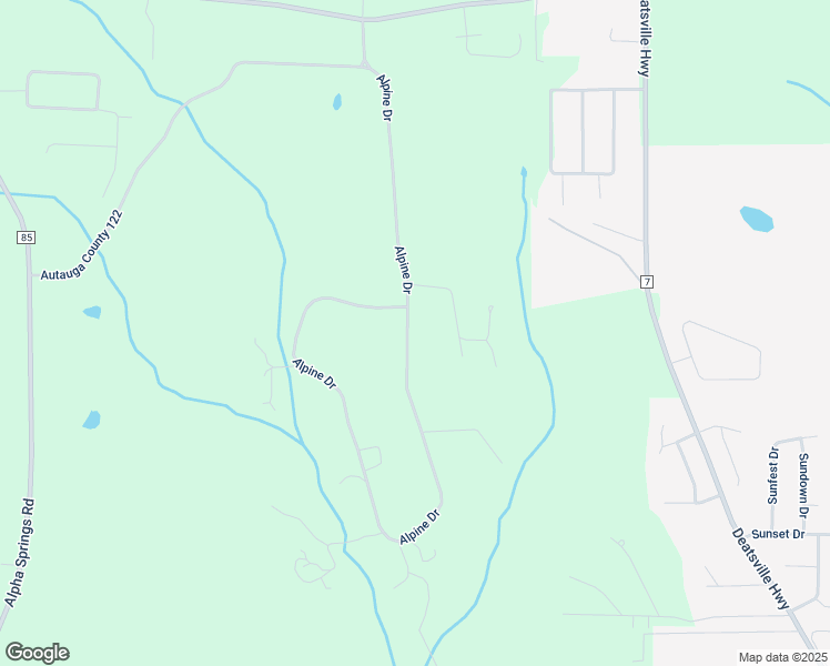 map of restaurants, bars, coffee shops, grocery stores, and more near 1854 Alpine Drive in Deatsville
