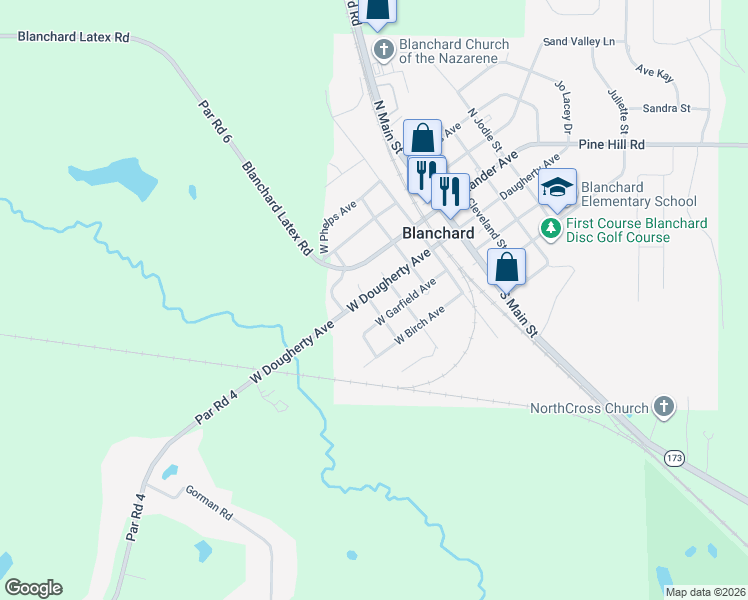map of restaurants, bars, coffee shops, grocery stores, and more near 337 West Daugherty Avenue in Shreveport