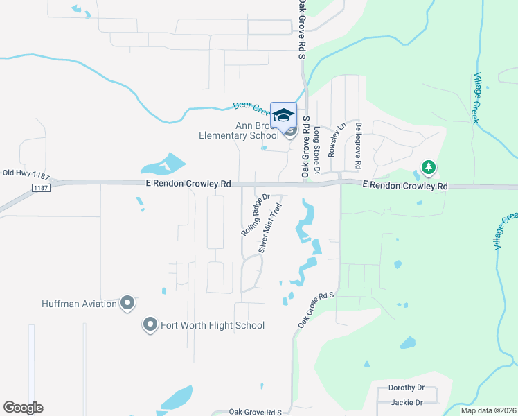 map of restaurants, bars, coffee shops, grocery stores, and more near 12216 Rolling Ridge Drive in Burleson