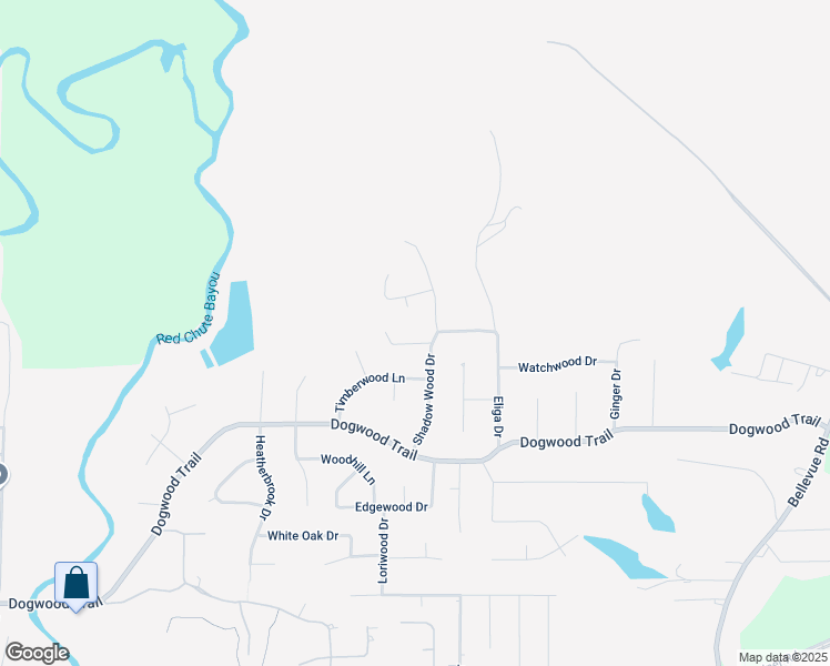map of restaurants, bars, coffee shops, grocery stores, and more near 8621 Woodfox Circle in Haughton