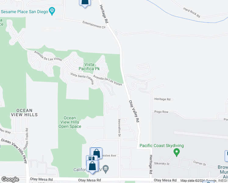map of restaurants, bars, coffee shops, grocery stores, and more near 6333 Avenida De Las Vistas in San Diego