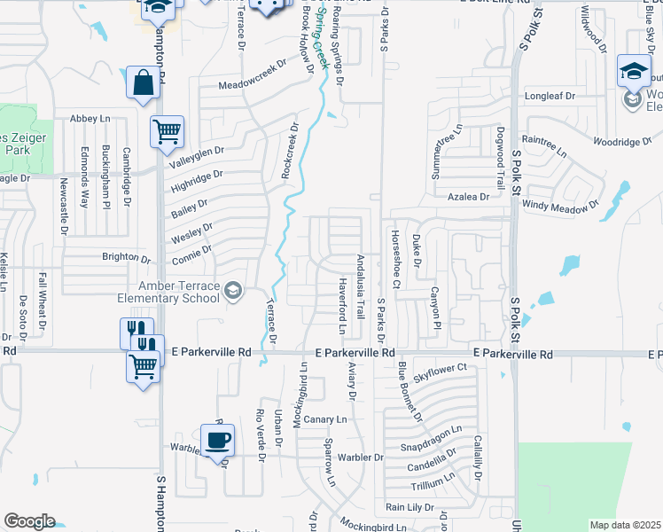 map of restaurants, bars, coffee shops, grocery stores, and more near 704 Inglewood Trail in DeSoto