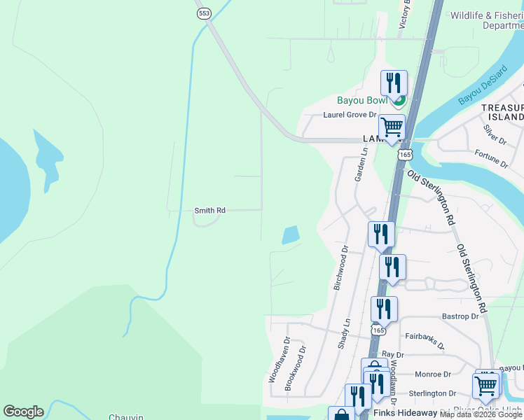 map of restaurants, bars, coffee shops, grocery stores, and more near 259 Woodland Road in Monroe