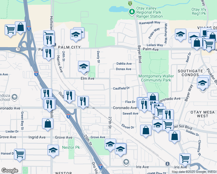 map of restaurants, bars, coffee shops, grocery stores, and more near 994 27th Street in San Diego