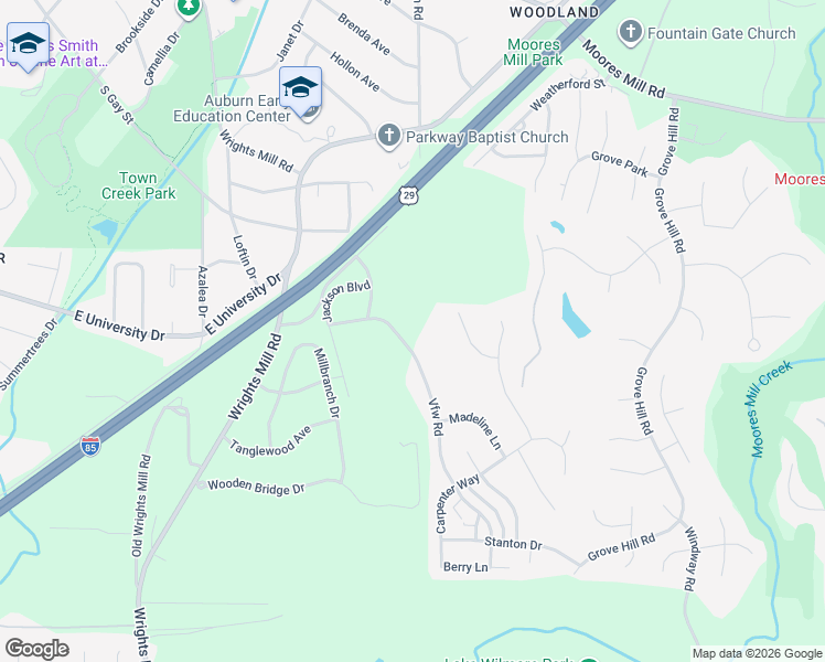 map of restaurants, bars, coffee shops, grocery stores, and more near 1446-1548 Vfw Rd in Auburn