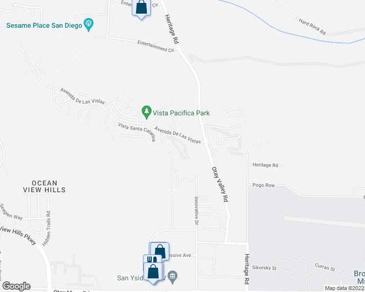 map of restaurants, bars, coffee shops, grocery stores, and more near 6289 Avenida De Las Vistas in San Diego