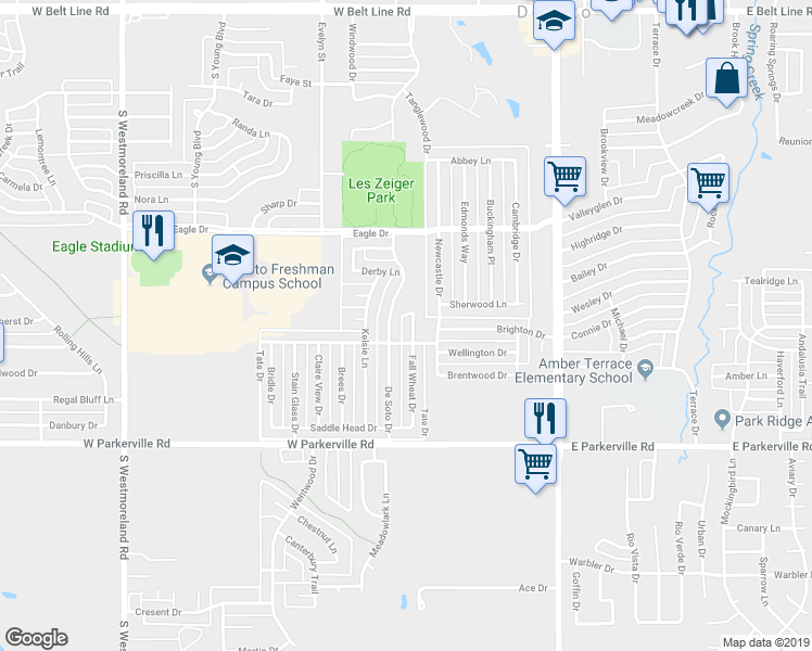 map of restaurants, bars, coffee shops, grocery stores, and more near 613 Fall Wheat Court in DeSoto