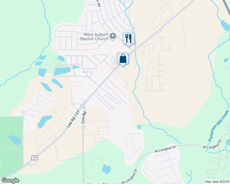 map of restaurants, bars, coffee shops, grocery stores, and more near 1965 Lee Road 57 in Auburn