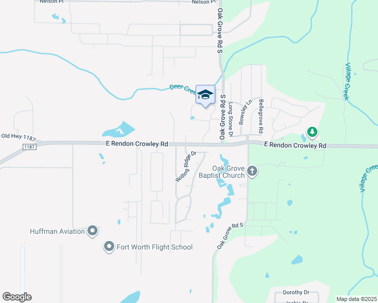 map of restaurants, bars, coffee shops, grocery stores, and more near 1255 East Rendon Crowley Road in Burleson