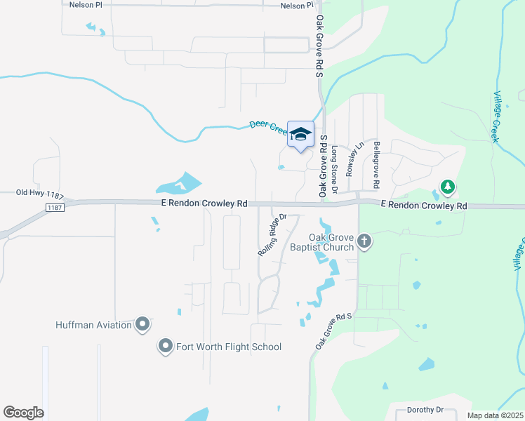 map of restaurants, bars, coffee shops, grocery stores, and more near 12201 Shadow Wood Trail in Burleson