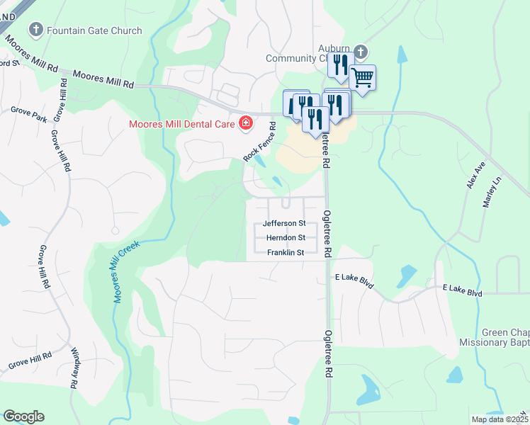 map of restaurants, bars, coffee shops, grocery stores, and more near 2143 Heather Place in Auburn