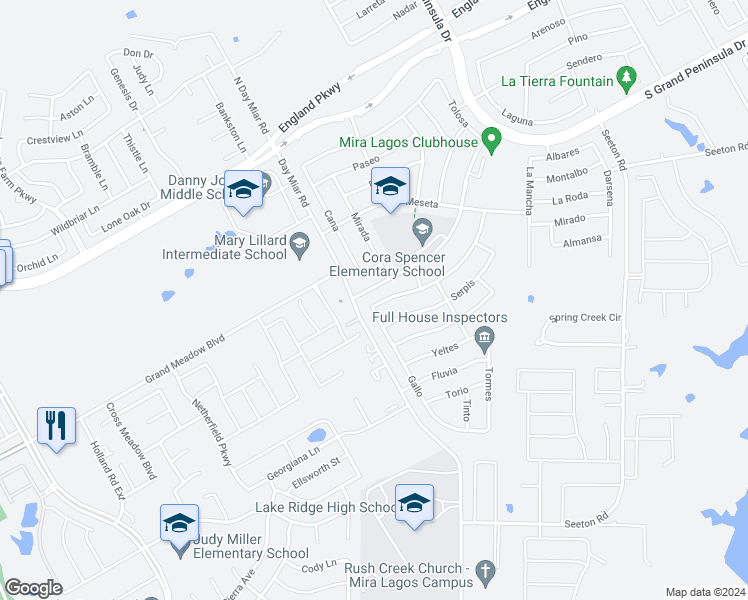 map of restaurants, bars, coffee shops, grocery stores, and more near 3256 Guadaloupe in Grand Prairie
