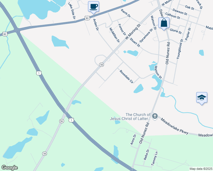 map of restaurants, bars, coffee shops, grocery stores, and more near 403 Azalea Circle in Swainsboro