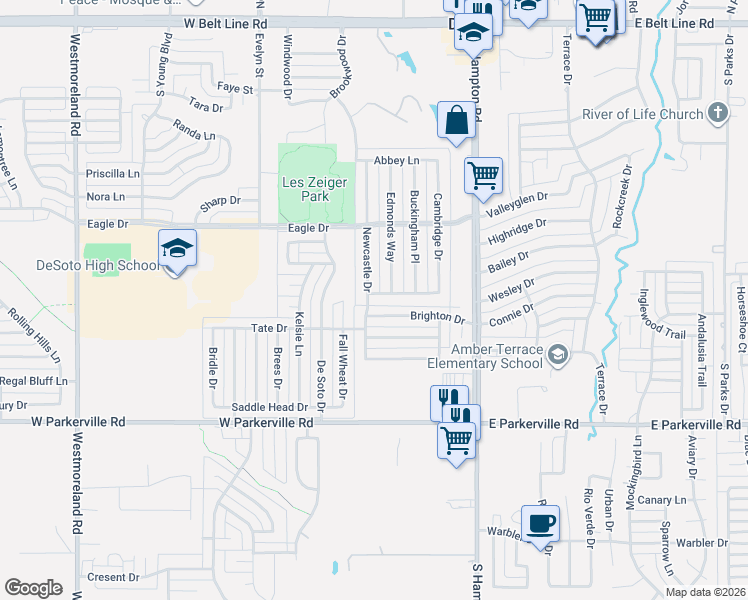 map of restaurants, bars, coffee shops, grocery stores, and more near 537 Edmonds Way in DeSoto