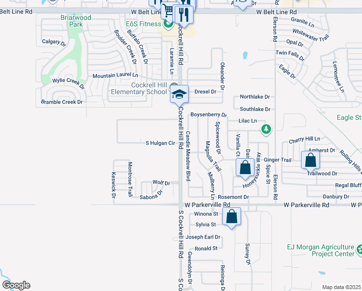 map of restaurants, bars, coffee shops, grocery stores, and more near 612 South Cockrell Hill Road in DeSoto