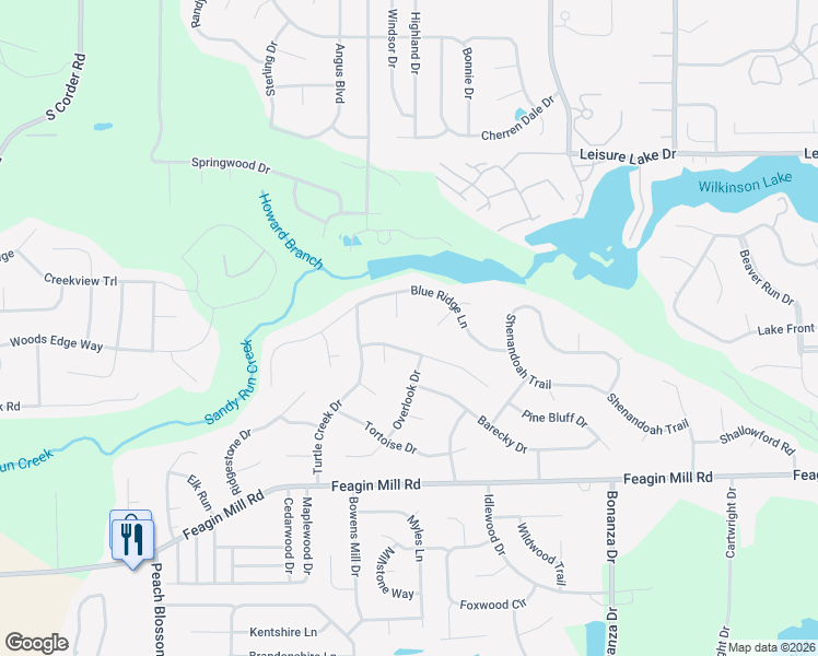 map of restaurants, bars, coffee shops, grocery stores, and more near 105 Gatlin Court in Warner Robins