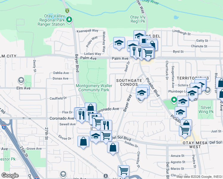 map of restaurants, bars, coffee shops, grocery stores, and more near 917 Hawaii Avenue in San Diego
