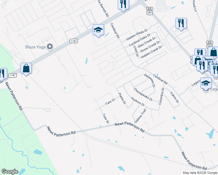 map of restaurants, bars, coffee shops, grocery stores, and more near 1315 Vistawood Dr in Mansfield