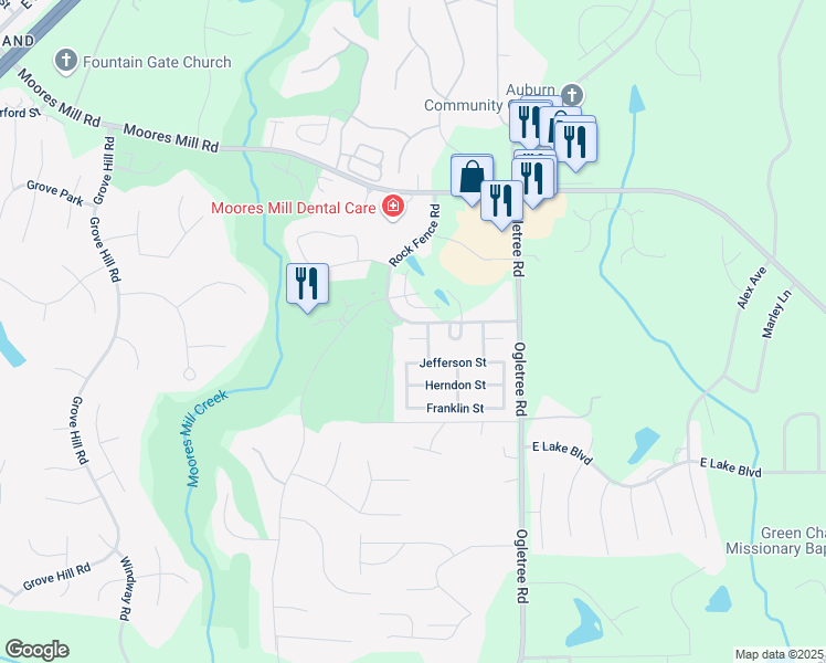 map of restaurants, bars, coffee shops, grocery stores, and more near 2143 Heather Pl in Auburn