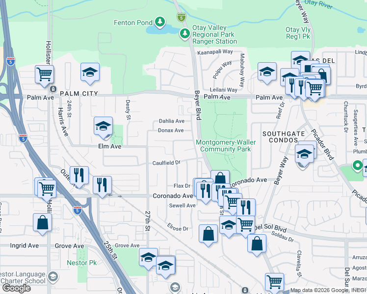 map of restaurants, bars, coffee shops, grocery stores, and more near 2846 Madden Court in San Diego