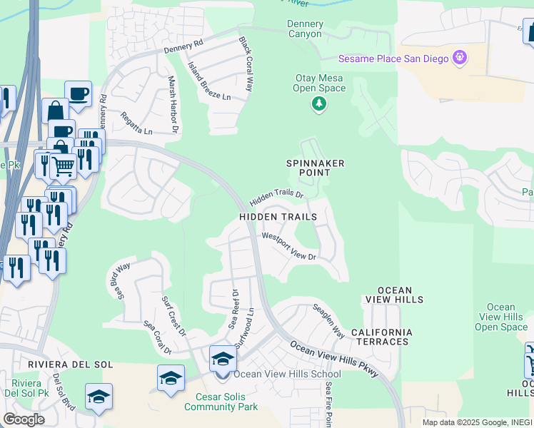 map of restaurants, bars, coffee shops, grocery stores, and more near 5149 Mariner Drive in San Diego