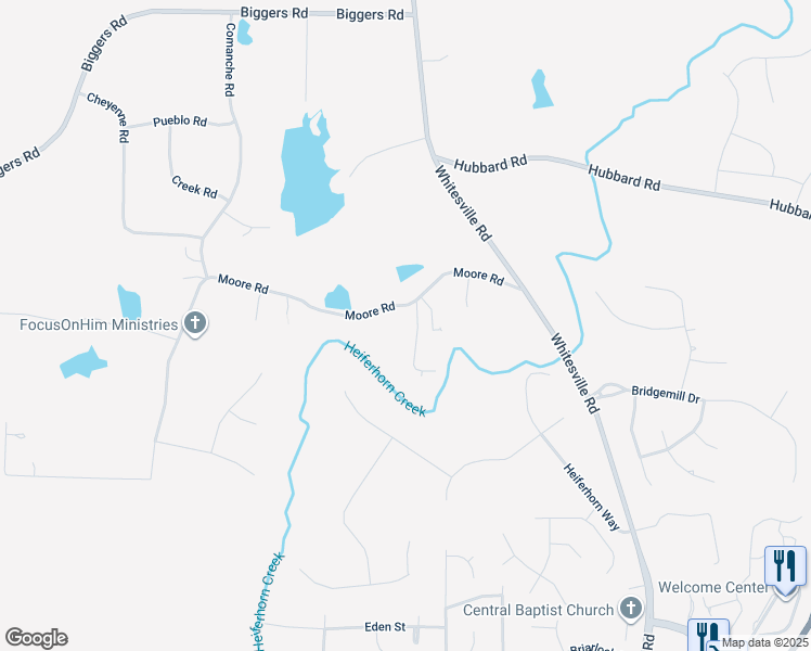 map of restaurants, bars, coffee shops, grocery stores, and more near 966 Moore Road in Columbus