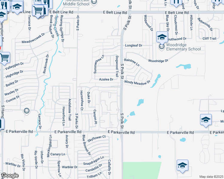 map of restaurants, bars, coffee shops, grocery stores, and more near 760 Eldorado Drive in DeSoto