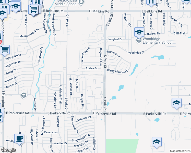 map of restaurants, bars, coffee shops, grocery stores, and more near 760 Eldorado Drive in DeSoto