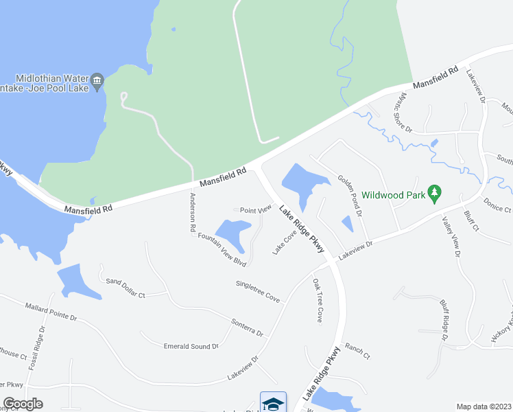 map of restaurants, bars, coffee shops, grocery stores, and more near 2715 Point View in Cedar Hill