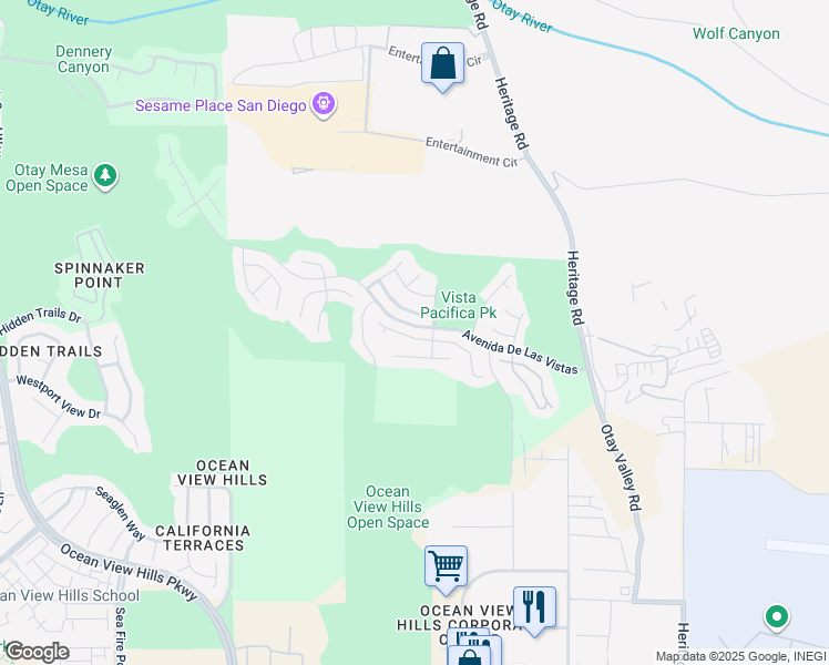map of restaurants, bars, coffee shops, grocery stores, and more near 5954 Vista Santa Catarina in San Diego