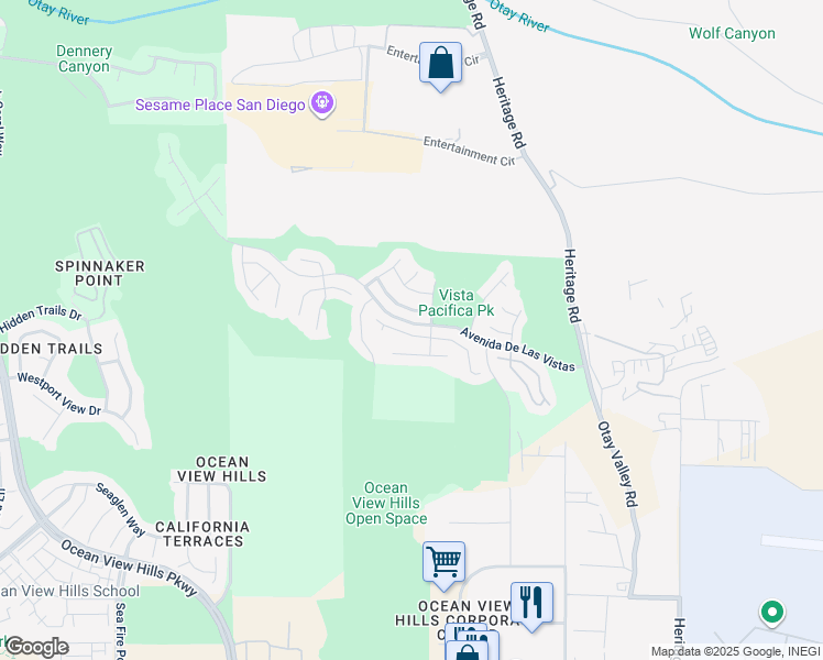 map of restaurants, bars, coffee shops, grocery stores, and more near 5954 Vista Santa Catarina in San Diego