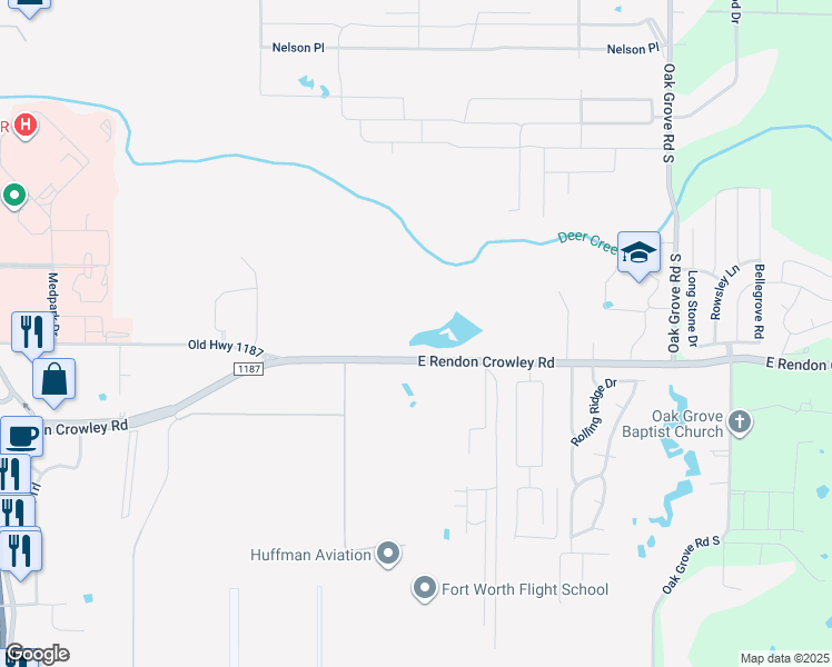 map of restaurants, bars, coffee shops, grocery stores, and more near 801-1005 East Rendon Crowley Road in Burleson