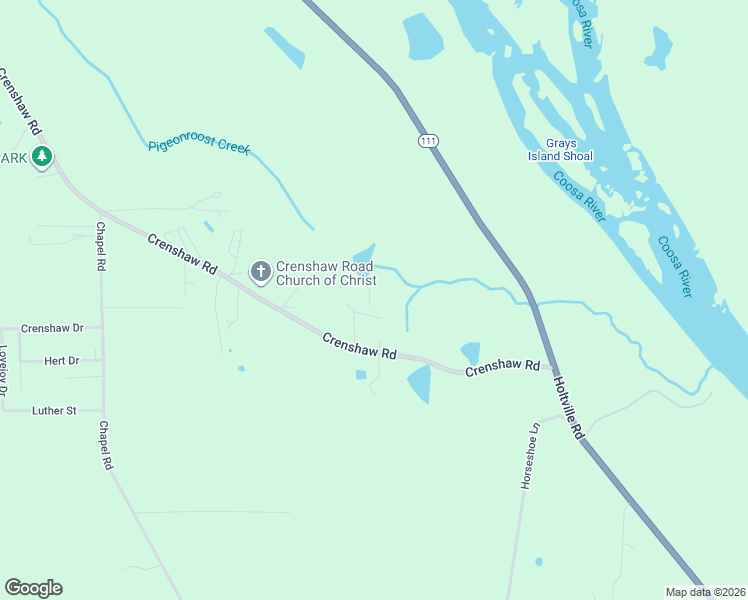 map of restaurants, bars, coffee shops, grocery stores, and more near 49 Smith Lane in Wetumpka