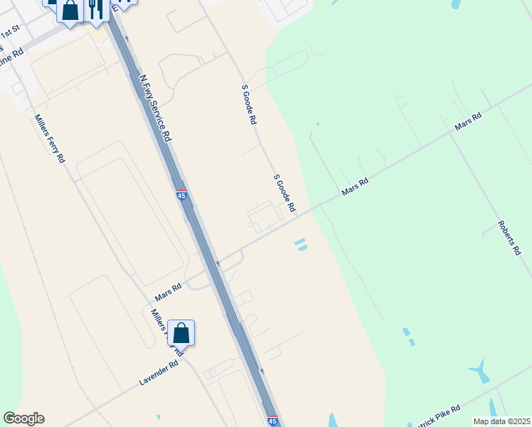 map of restaurants, bars, coffee shops, grocery stores, and more near 332 South Goode Road in Wilmer