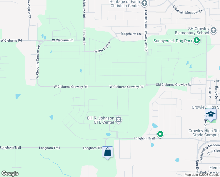 map of restaurants, bars, coffee shops, grocery stores, and more near 1510 West Cleburne Crowley Road in Crowley