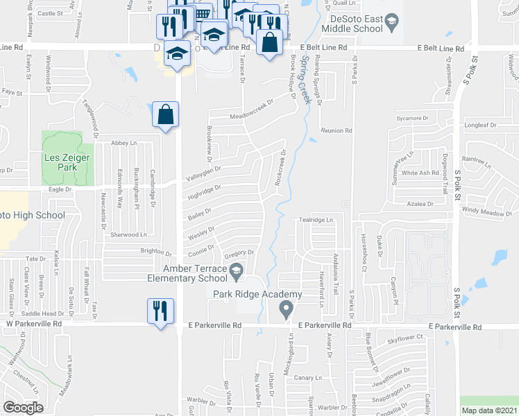 map of restaurants, bars, coffee shops, grocery stores, and more near 236 Bailey Drive in DeSoto