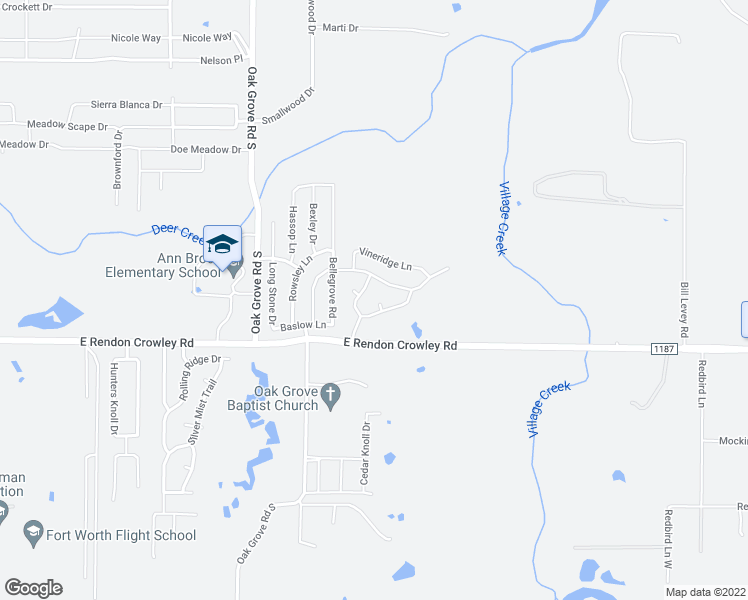 map of restaurants, bars, coffee shops, grocery stores, and more near 12108 Bear Mesa Court in Burleson