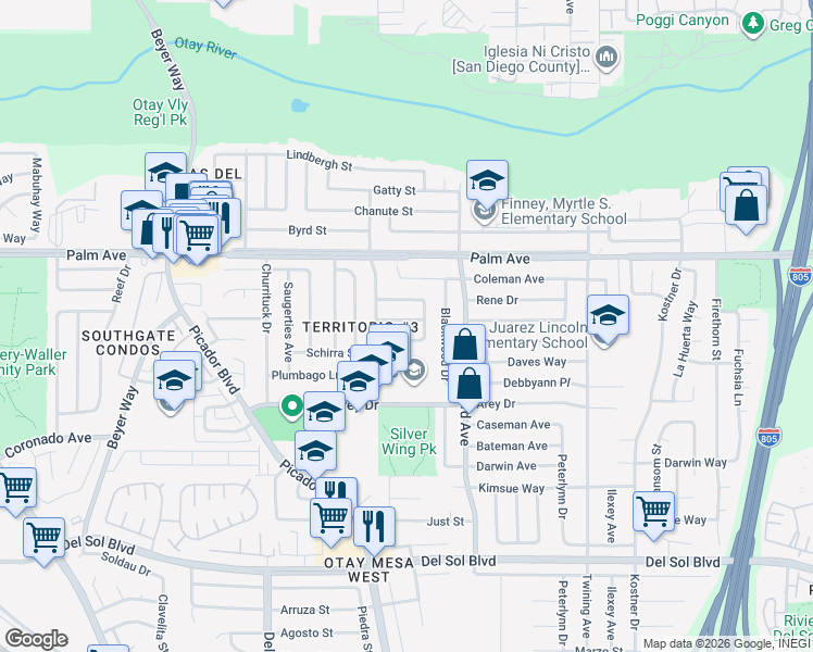 map of restaurants, bars, coffee shops, grocery stores, and more near 3767 Alaska Street in San Diego