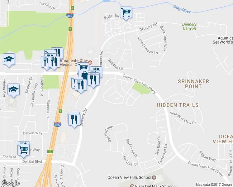 map of restaurants, bars, coffee shops, grocery stores, and more near 814 Kentmere Terrace in San Diego