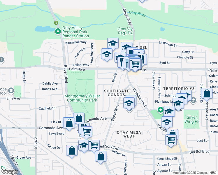 map of restaurants, bars, coffee shops, grocery stores, and more near 824 Reef Drive in San Diego