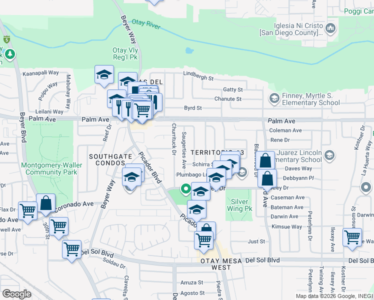 map of restaurants, bars, coffee shops, grocery stores, and more near 817 Saugerties Avenue in San Diego