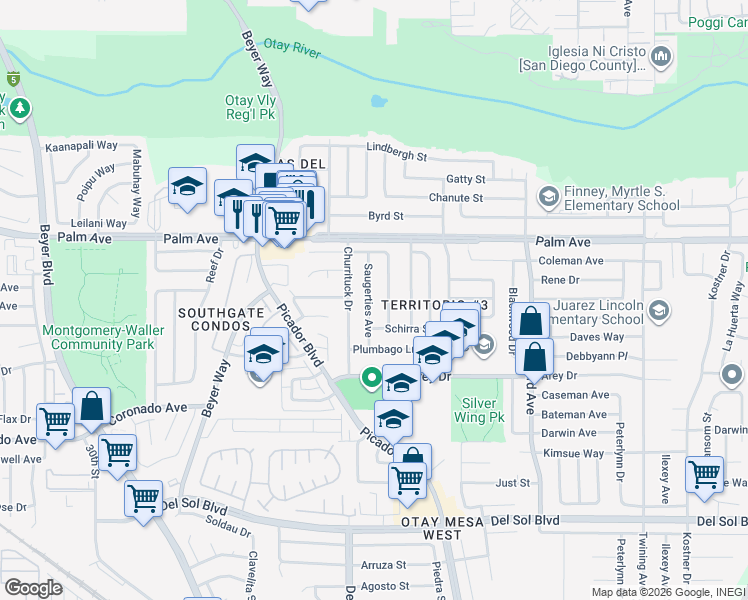 map of restaurants, bars, coffee shops, grocery stores, and more near 817 Saugerties Avenue in San Diego