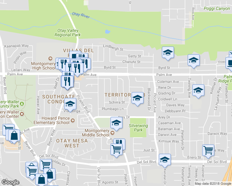 map of restaurants, bars, coffee shops, grocery stores, and more near 822 Grissom Street in San Diego