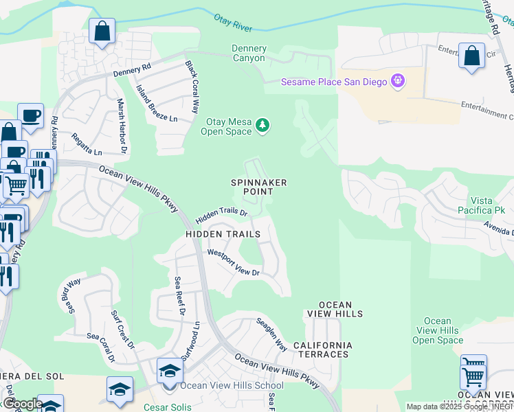 map of restaurants, bars, coffee shops, grocery stores, and more near 841 Compass Way in San Diego