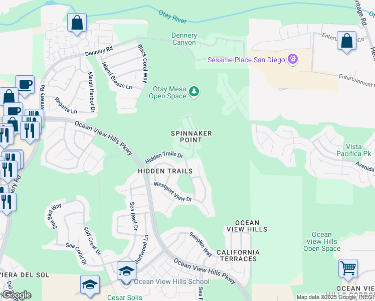 map of restaurants, bars, coffee shops, grocery stores, and more near 841 Compass Way in San Diego