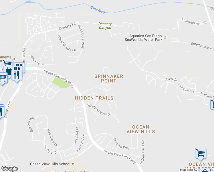map of restaurants, bars, coffee shops, grocery stores, and more near 841 Compass Way in San Diego